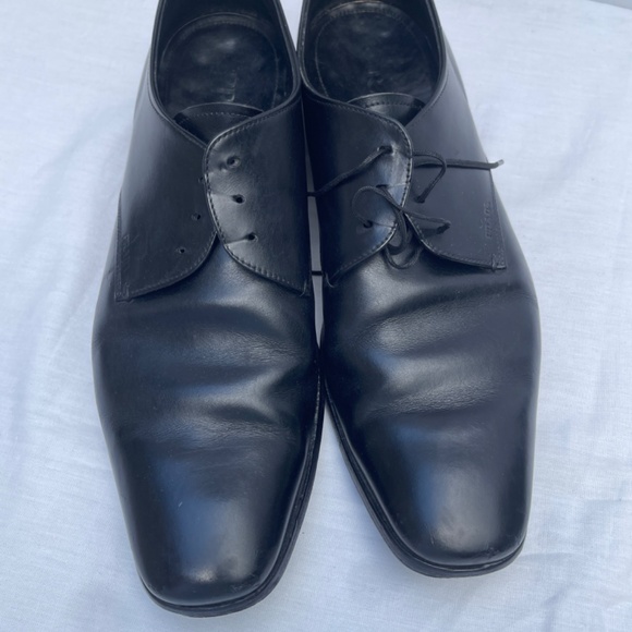 Prada Men's Black Brushed Leather Oxford Derby laced shoe size 11 - Picture 1 of 14